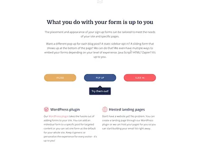 Forms demo - Features page animation features form embed interactive marketing design
