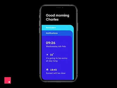 Good Morning! animation cards clean design invision ios minimal studio ui ux