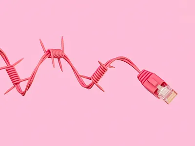 Free The Internet! 3d barbed wire internet loop looped metapolarism pink protest pun tech vibrant