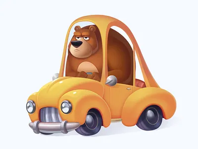 Bear Driver 2d after effects animal animation art bear car cg character character design concept digital art driver game game art illustration motion neststrix yellow