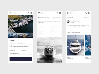 Yotha App animation app boat branding design flat interaction ios mobile ui yatch