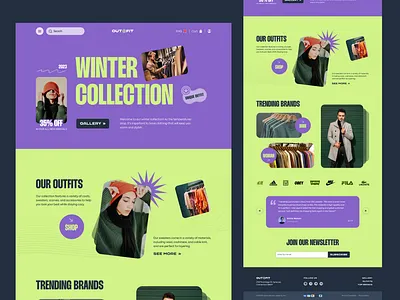 Outfit-Fashion Landing Page clean clothing design ecommerce fashion fresh homepage interface landing page minimal modern outfit popular tranding trend ui uiux unique web design website