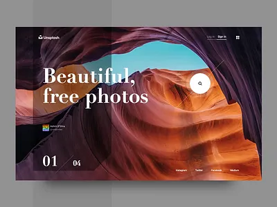 Design Concept for Unsplash animation clear debut design dribbble header homepage interaction interface minimal modern photo principle responsible sketch stock ui unsplash ux web design