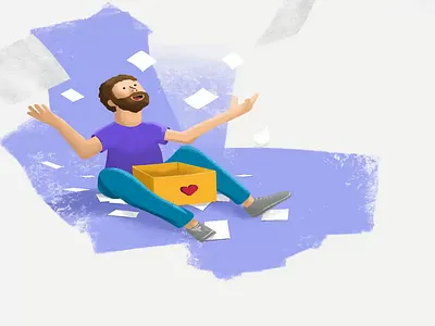 Illustration of man throwing photos character draw happy illustration photos procreate procreate art