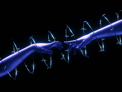 Ripples 👉👈 3d abstract animation barbed wire branding c4d cinema 4d distortion glitch hands illustration octane ripples touch water