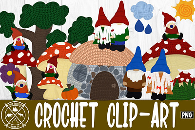 Crochet Clip-art Gnome Bundle clipart crochet