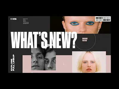 Dribbble W Festival What's New Page Animation animation celerities concept design event fashion festival grid homepage interaction interface models photo promo tickets typography ui ux web website