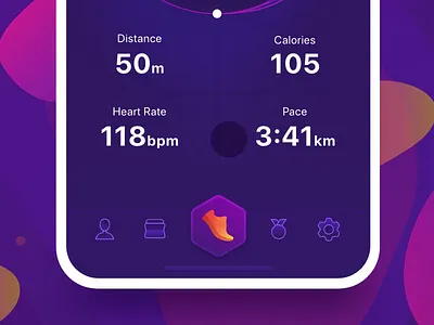 Bottom Bar for Running App app art athletic character design digital fast intarface mobile running tabs ui ui ux user vector xd