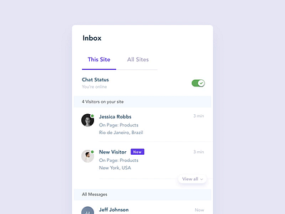 Site Visitors Panel app clean dark dark app darkmode dashboard design light minimal panel ui ux white