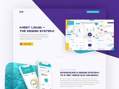 Liquid Design System Landing Page Relaunch animation atomic buttons copy dashboard design system elements health healthcare landing page links micro interaction mobile science text ui ux video web website