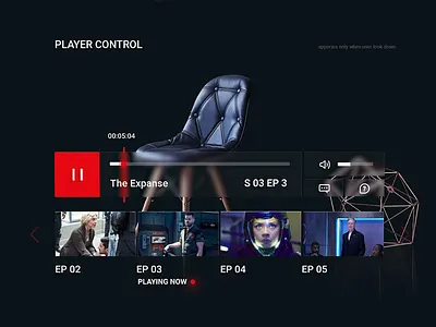 Netflix VR App Player Control 3d animation app ar augmentedreality cinema films player tv ui vr