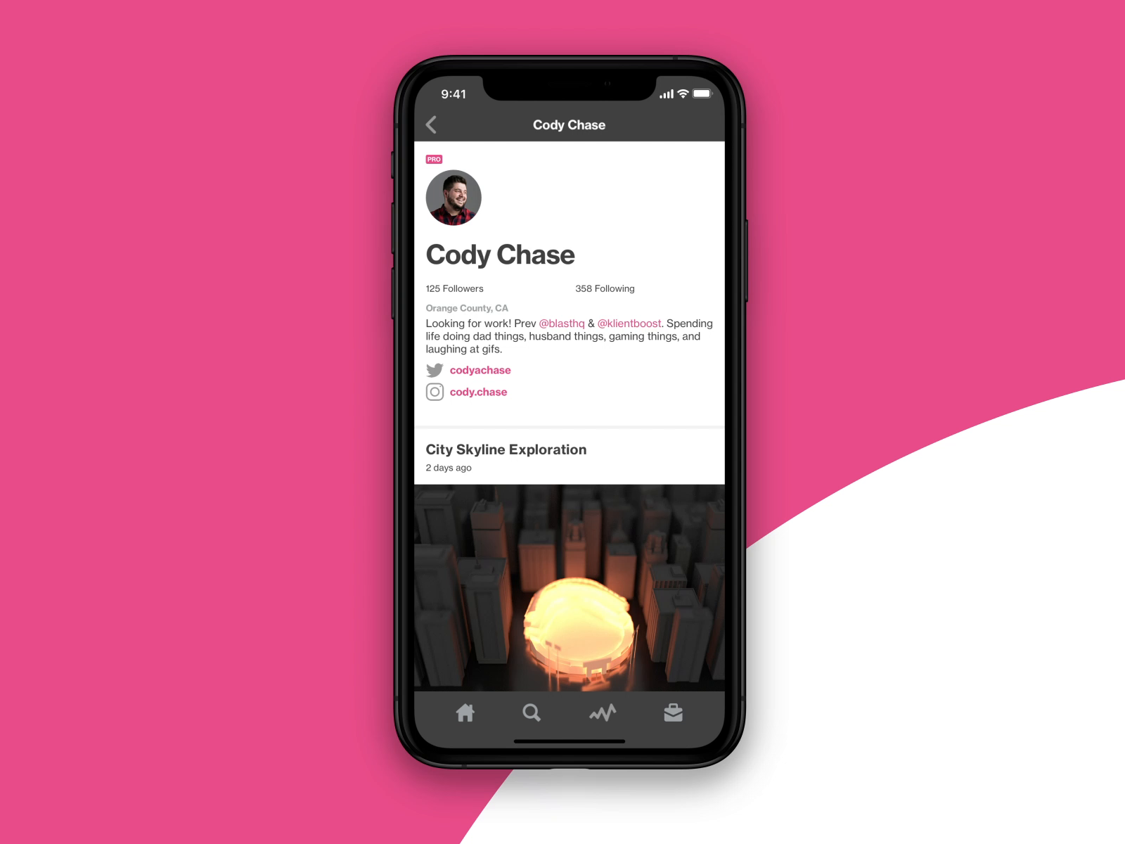Example of Dribbble iOS App - Profile Layout