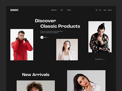 SWAY- Fashion Ecommerce Website branding clean clothes clothing brand creative e commerce ecommerce fashion landing page minimalist online shopping online store platform shop shopping template ui ux web website