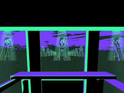 Another View 3d animation clean climb enlightenment forward gateway green knowledge ladder learn loop psychedelic purple sam gilmore standing surreal trippy view