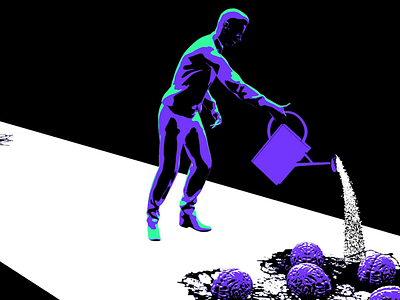 Watering Brains 3d brain endless feed gardener gif green knowledge learn learning liquid loop power psychedelic purple sam gilmore surreal trippy water