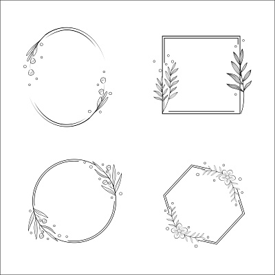 geometric floral frames art branches card design flowers frames geometric illustration nature pattern