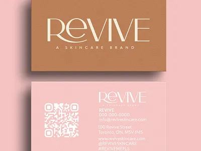 'Revive Skincare' Business Cards adobe adobe illustrator adobe photoshop brand identity branding business card business cards design graphic design illustration logo pink skincare skincare brand ui ux