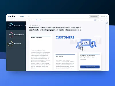 Moldr - Get your Idea into Shape 🚀 business business plan button canvas copy dashboard desktop elements graphic icon illustration landing page micro interaction moldr planning text ui ux web website