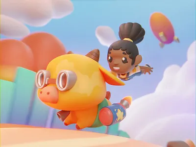 Holiday Rush - 3D Character Animation Exploration 3d 3d animation 3d art 3d character 3d render animation blender blender render character character design character illustration child cow design fun illustration girl holiday illustration loop loop animation