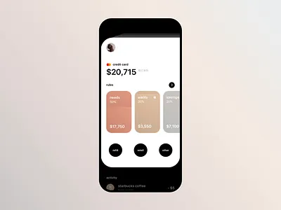 Budget manager interactions app bank bank account budget card clean credit credit card design expenses fintech manager money simple ui