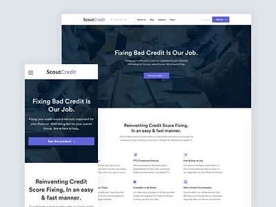 ScoutCredit - About Us Exploration about us blue clean design layout ui ui design user interface ux
