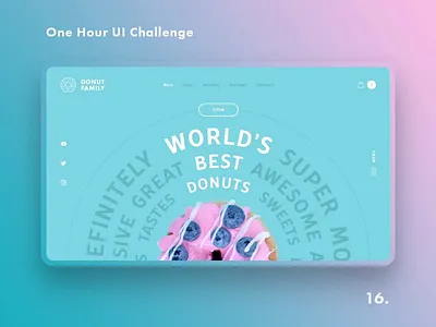 One Hour UI Challenge - 16. - Donut Family animation blueberry challenge daily challange daily challenge dailyui design donuts e commerce landing pink promo shop sweets taste ui uiux ux web design