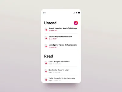 Mandatory Reads App design documents interaction list minimal mobile pdf search searchbar ui