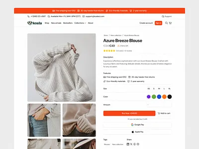 Ecommerce Product Details · Koala UI branding clean design ecommerce figma illustration koala landing landing page product product details product ecommerce shop shopify store ui ui design webflow wordpress