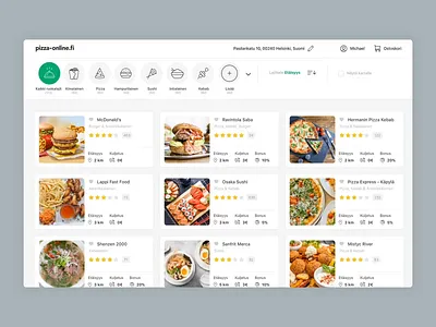 Pizza-Online - Cuisine Filters animation delivery hero desktop filters finland finnish food food app food ordering interaction interaction design ordering pizza online pizza online.fi suomi
