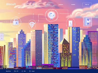 B I S C animated transition animation illustration landing page motion property real estate tech ui