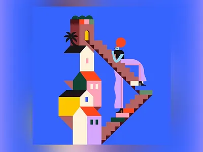 D 36daysoftype 36daysoftype d building building blocks buildingblocks character design geometric geometry illustration ladder minimal steps