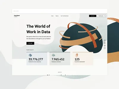 Heartbeat by Peakon clean illustration landing page ui web design website
