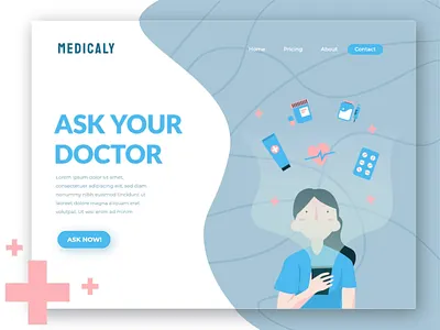 Medicaly - animated hero image animated banner animated hero animation consultation doctor exploration flat health care hero image illustration landing page ui