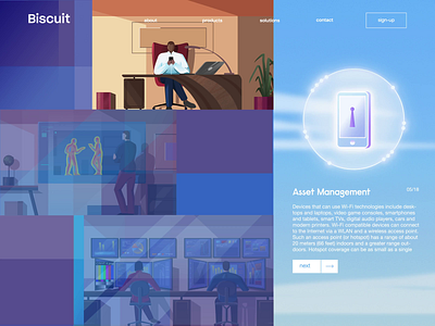 B I S C 2 animated transition animation city cityscape illustration landing page motion property property management real estate skyscrapers ui