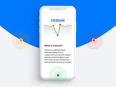 Cesium – Onboarding art bars chart clocks crypto crypto trading gradient illustration ios minimalism mobile design onboarding