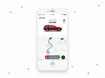 Spark Car Health animation app car auto car app car care car health clean connected car fab design gif map app maps micro interaction navigation scan success ui