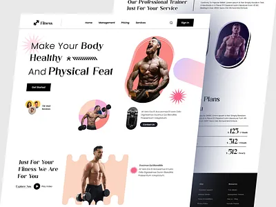 Fitness - Landing Page Design bodybuilding design falconthought fitness fitness club fitness webste gym gym website healthy landing page lifestyle sport training ui ui design ux web website weightloss workout