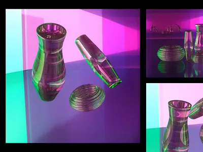 iridescent Pots. 3d cinema 4d random texture wallpaper