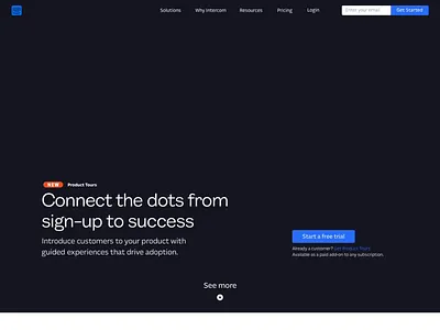 Intercom's Product Tours animation landing page onboarding ui