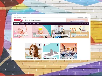 Buzzy - Main Home colorful design digital magazine media modern news news design post publisher publishing social theme trend ux ui viral vivid web design wordpress wordpress blog