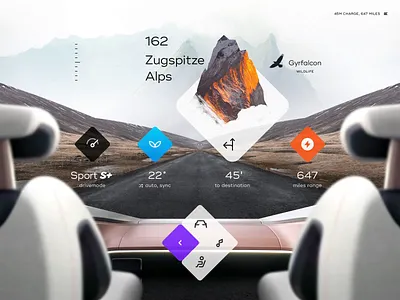 HoloDash ar auto battery car controls dashboard electric gallery hologram map menu mountain navigation pilot road settings sport ui vr
