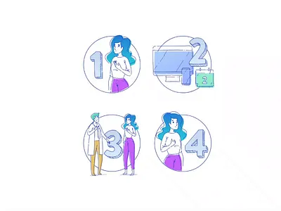 Tutorial illustrations adobe draw animation appointment clinic cured doctor flat healed illustration infographic man numbers okay patient steps tutorial vector website website animation woman