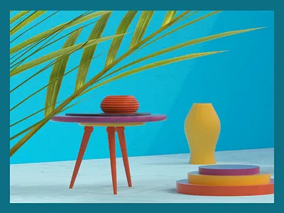 Colourful Interiors. 3d cinema 4d design octane plants