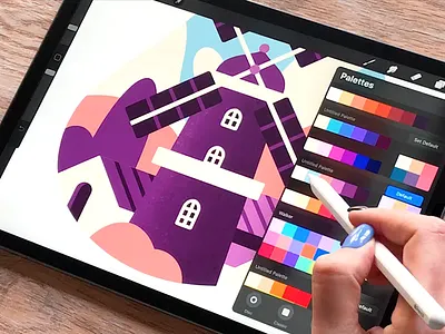 Windmill Illustration Process art color cuberto drawing graphics illustration ipad pro palette pencil process procreate ui ux vector windmill