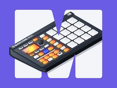 Letter M Dribble 36days m 36daysoftype after effect animation beat glow illustration isometric isometric art letter light loop maschine maschine mikro midi mikro motion design music sampler typography