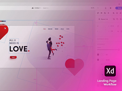 Landing page workflow app design flat gradient landign page love tutorial ui ux video web workflow xd