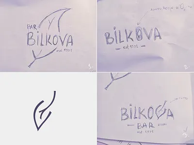 Bilkova Bar - Logo Exploration bar creative design drawing illustration leaf logo logodesign logomark process sketch sketchbook spovv