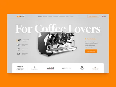Hero Carousel For Coffee Machine Distributor animation carousel coffee coffee machine design espresso grid header hero inspiration interaction interaction design minimal typography ui web website