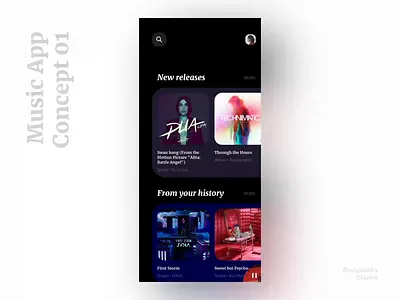 Music App Concept animation innn interaction invision studio ios iphone x music app