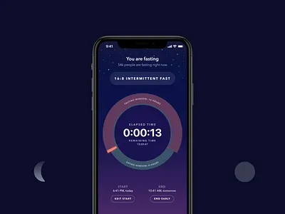 Zero Fasting App v2: Day & Night animation app dark mode health interaction ios iphone mobile night timer ui ux